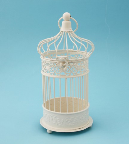 Cream Metal Bird Cage Ideal as a table decoration for home or wedding
