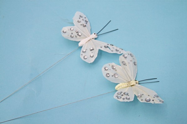 Jewelled feather butterflies x 12 For decorating bridal arches